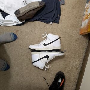 Nike White and Black High-Top Athletic Shoes